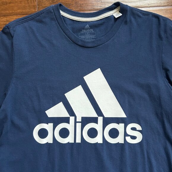 Adidas navy blue mens tshirt L large performance tee - Picture 2 of 4
